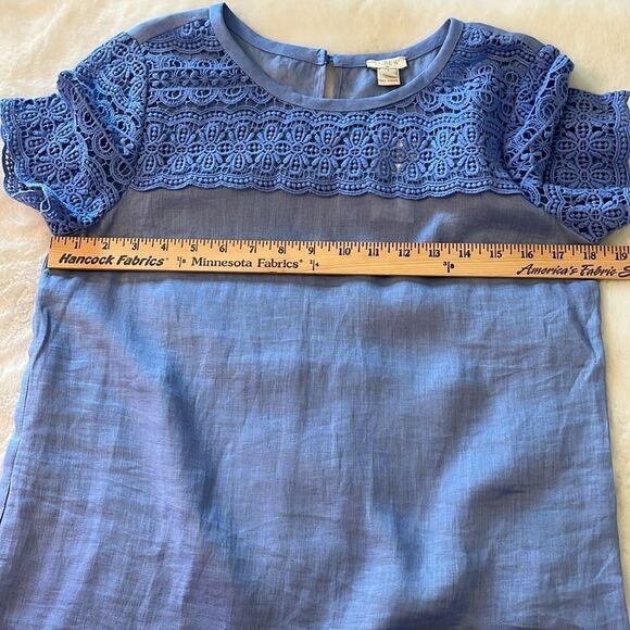 New! J. Crew Factory Linen Top Crochet Women's Size 2 Blue NWT - Picture 7 of 12